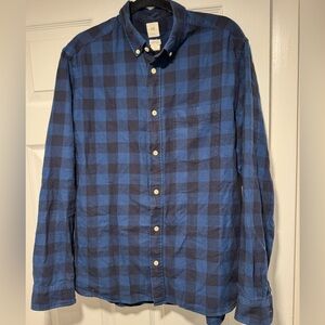 H&M Navy and Blue Plaid Button Down Shirt